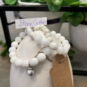 white handmade stone.  stack of 2